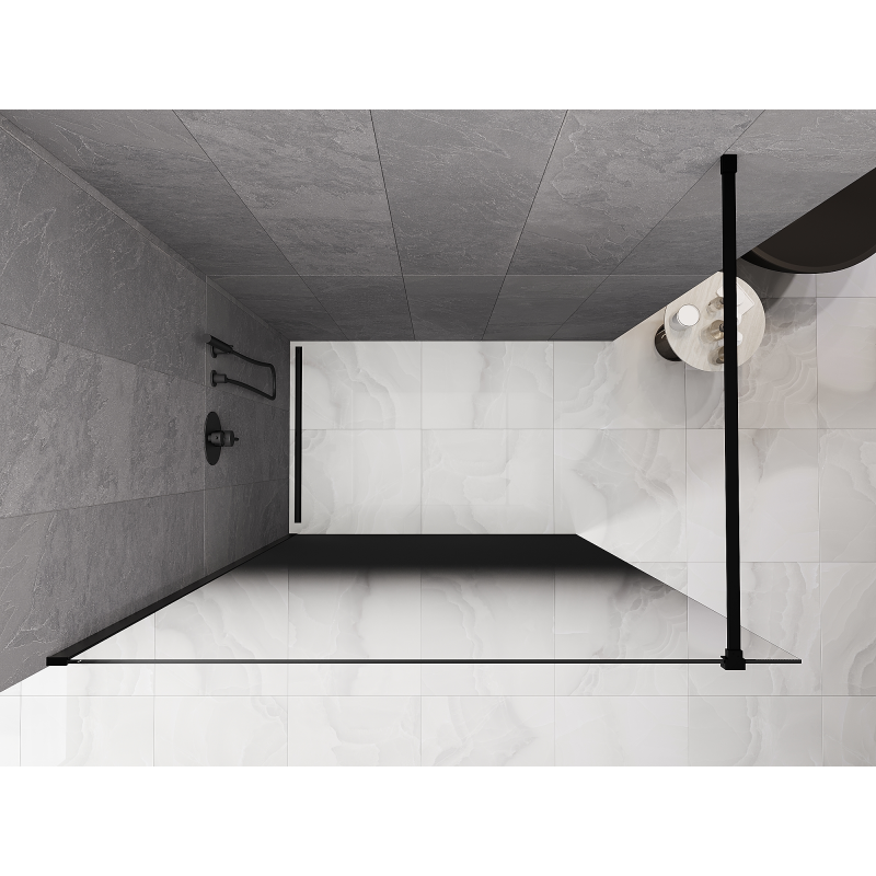 Mexen Kioto Duschwand Walk-in 120 x 200 cm, ombre schwarz 8 mm, schwarz - 800-120-101-70-76