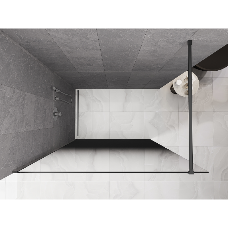 Mexen Kioto Duschwand Walk-in 80 x 200 cm, ombre schwarz 8 mm, Gunmetal - 800-080-101-95-76