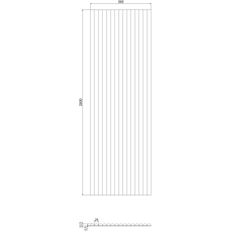 Mexen Ovalo 03 elastische, geriffelte Wandpaneele 280 x 36 cm, technisches Furnier, Mocca Eiche - S130-280-03-045