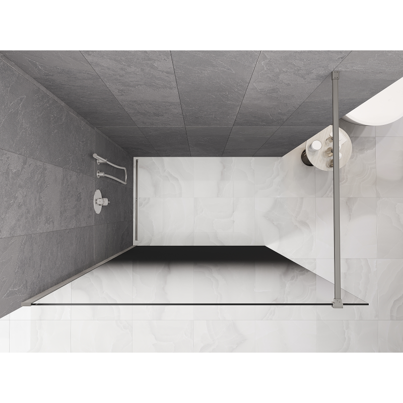 Mexen Kioto Duschwand Walk-in 140 x 200 cm, Ombre Schwarz 8 mm, gebürsteter Nickel - 800-140-101-97-76