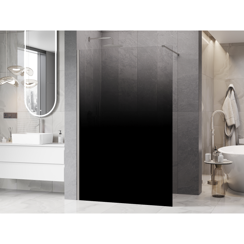 Mexen Kioto Duschwand Walk-in 90 x 200 cm, schwarz Ombre 8 mm, gebürstetes Nickel - 800-090-101-97-76