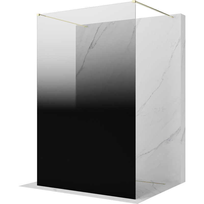 Mexen Kioto freistehende Duschwand 120 x 200 cm, Ombre Schwarz 8 mm, Gold - 800-120-002-50-76