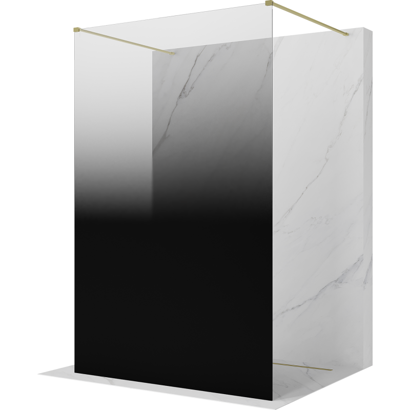 Mexen Kioto freistehende Duschwand 110 x 200 cm, Ombre Schwarz 8 mm, Gold gebürstet - 800-110-002-55-76