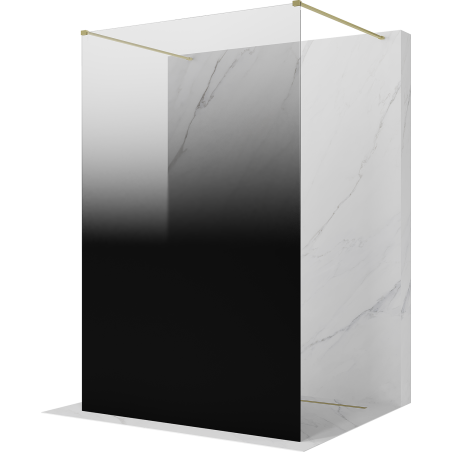Mexen Kioto freistehende Duschwand 110 x 200 cm, Ombre Schwarz 8 mm, Gold gebürstet - 800-110-002-55-76
