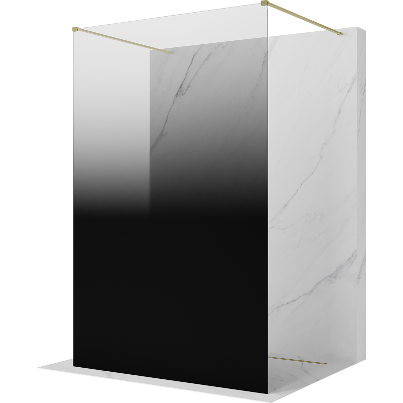 Mexen Kioto Freistehende Duschwand 150 x 200 cm, Ombre Schwarz 8 mm, Gold gebürstet - 800-150-002-55-76