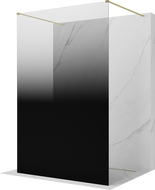 Mexen Kioto Freistehende Duschwand 150 x 200 cm, Ombre Schwarz 8 mm, Gold gebürstet - 800-150-002-55-76