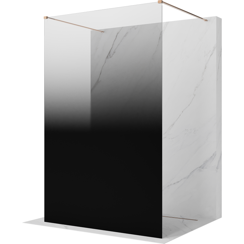 Mexen Kioto Freistehende Duschwand 130 x 200 cm, Ombre Schwarz 8 mm, Roségold - 800-130-002-60-76