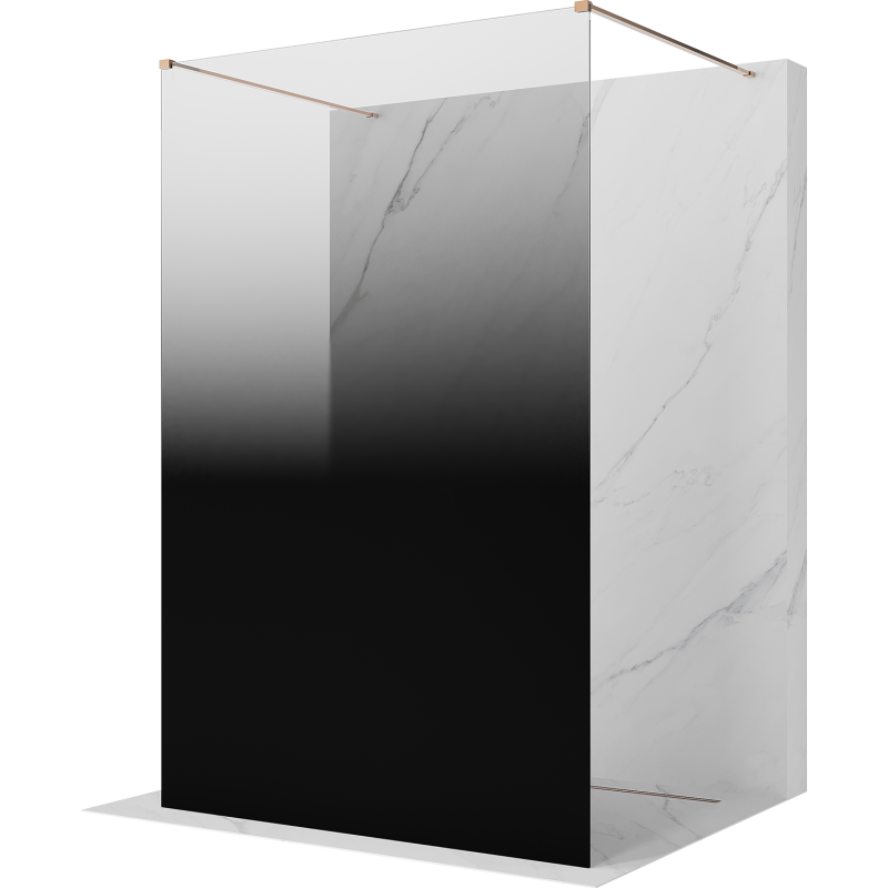 Mexen Kioto Freistehende Duschwand 140 x 200 cm, Ombre Schwarz 8 mm, Roségold - 800-140-002-60-76