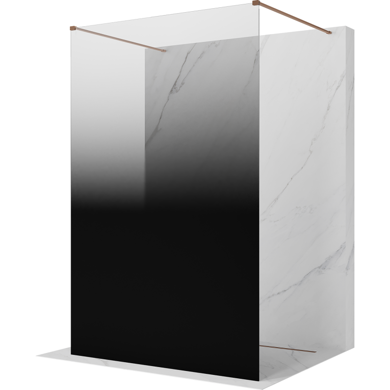 Mexen Kioto freistehende Duschwand 100 x 200 cm, Ombre Schwarz 8 mm, gebürstetes Kupfer - 800-100-002-65-76