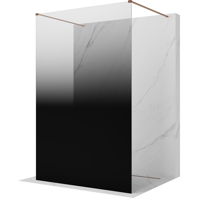 Mexen Kioto freistehende Duschwand 110 x 200 cm, Ombre schwarz 8 mm, gebürstetes Kupfer - 800-110-002-65-76