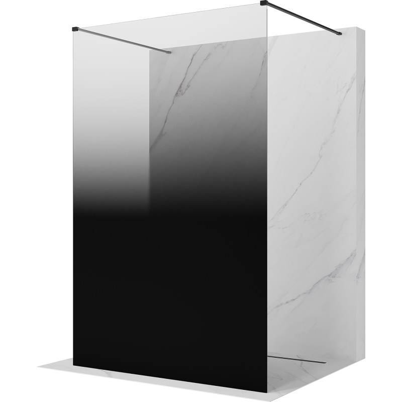 Mexen Kioto freistehende Duschwand 100 x 200 cm, Ombre Schwarz 8 mm, Schwarz - 800-100-002-70-76