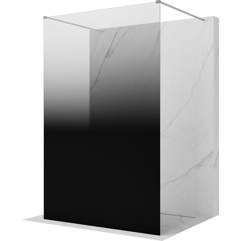 Mexen Kioto freistehende Duschwand 100 x 200 cm, ombre schwarz 8 mm, gebürsteter Nickel - 800-100-002-97-76