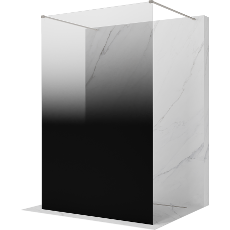 Mexen Kioto Freistehende Duschwand 140 x 200 cm, Ombre Schwarz 8 mm, Gebürstetes Nickel - 800-140-002-97-76