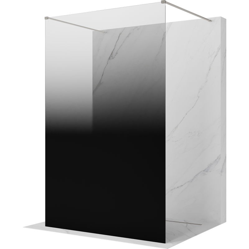 Mexen Kioto freistehende Duschwand 150 x 200 cm, Ombre Schwarz 8 mm, gebürstetes Nickel - 800-150-002-97-76