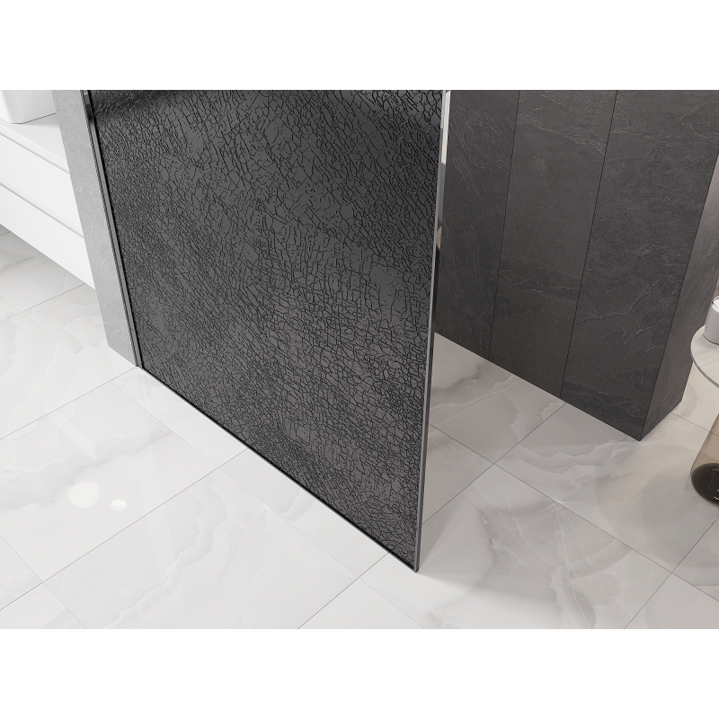 Mexen Kioto Duschwand Walk-in 100 x 200 cm, Crackle Graphit 12 mm, Chrom - 800-100-101-01-44-X