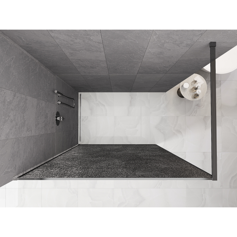 Mexen Kioto Duschwand Walk-in 100 x 200 cm, Crackle Graphit 12 mm, Chrom - 800-100-101-01-44-X
