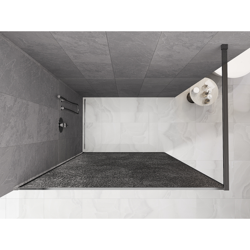 Mexen Kioto Duschwand Walk-in 160 x 200 cm, Crackle Grafit 12 mm, Chrom - 800-160-101-01-44-X