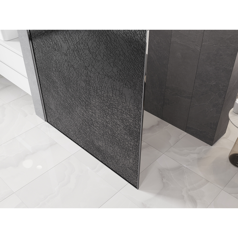 Mexen Kioto Duschwand Walk-in 90 x 200 cm, Crackle Graphit 12 mm, Chrom - 800-090-101-01-44-X