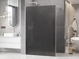 Mexen Kioto Duschwand Walk-in 80 x 200 cm, Crackle Grafit 12 mm, weiß - 800-080-101-20-44-X