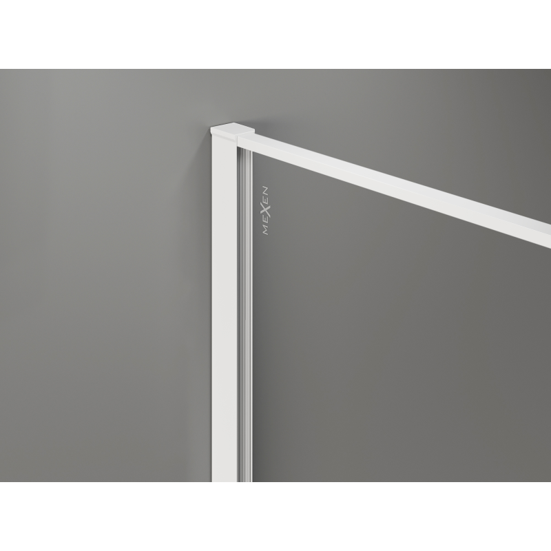 Mexen Kioto Duschwand Walk-in 140 x 200 cm, Crackle Graphit 12 mm, Weiß - 800-140-101-20-44-X