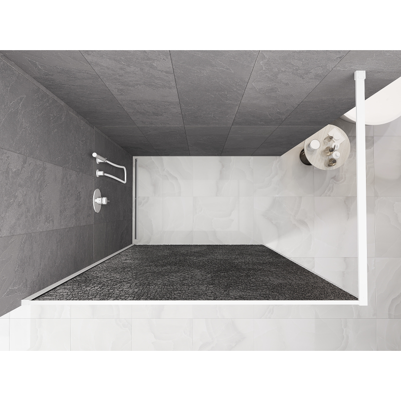 Mexen Kioto Duschwand Walk-in 70 x 200 cm, Crackle Grafit 12 mm, Weiß - 800-070-101-20-44-X
