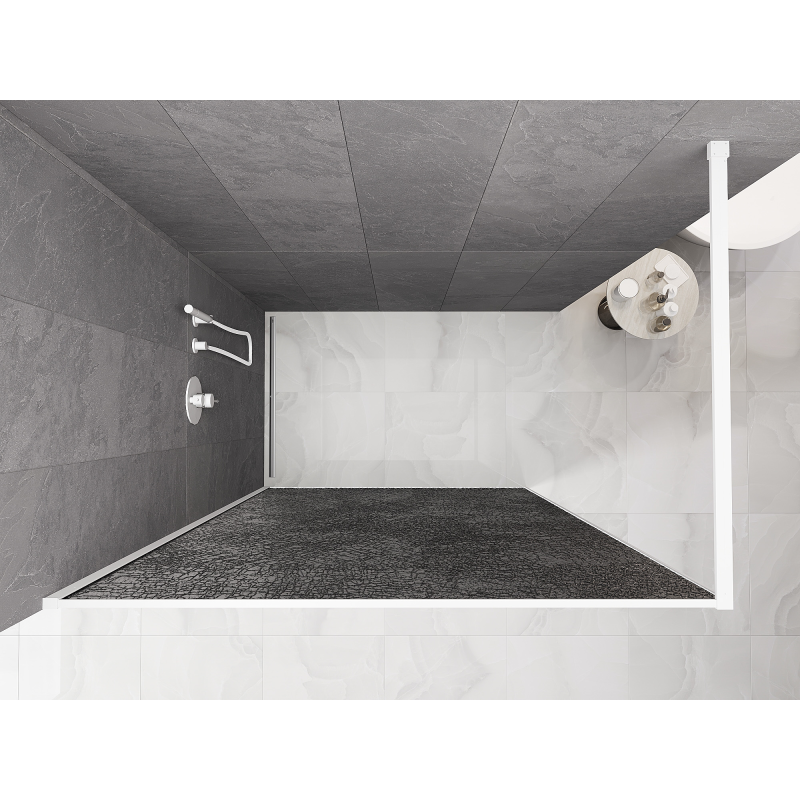 Mexen Kioto Duschwand Walk-in 80 x 200 cm, Crackle Grafit 12 mm, weiß - 800-080-101-20-44-X