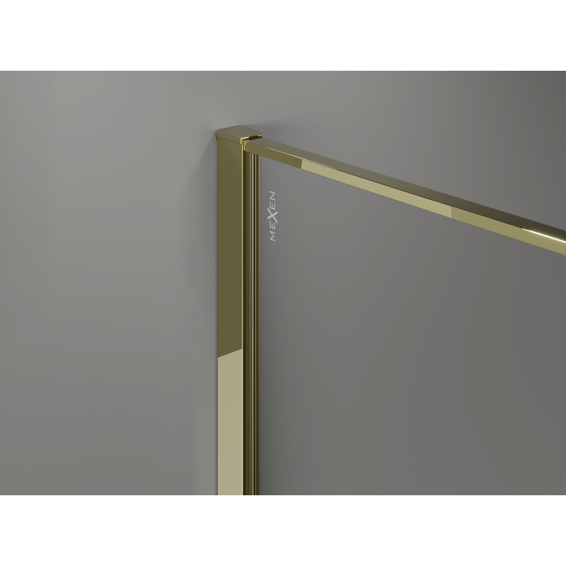 Mexen Kioto Duschwand Walk-in 100 x 200 cm, Crackle Graphit 12 mm, Gold - 800-100-101-50-44-X