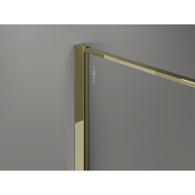 Mexen Kioto Walk-in-Duschwand 140 x 200 cm, Crackle-Grafit 12 mm, Gold - 800-140-101-50-44-X