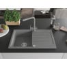 Mexen Bruno Granitspüle 1-Becken mit Abtropffläche und Küchenarmatur Duero, grau - 6513-71-671600-71