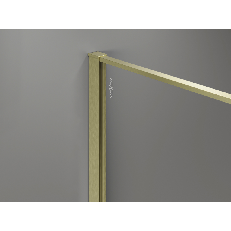 Mexen Kioto Duschwand Walk-in 90 x 200 cm, Crackle Grafit 12 mm, gebürstetes Gold - 800-090-101-55-44-X