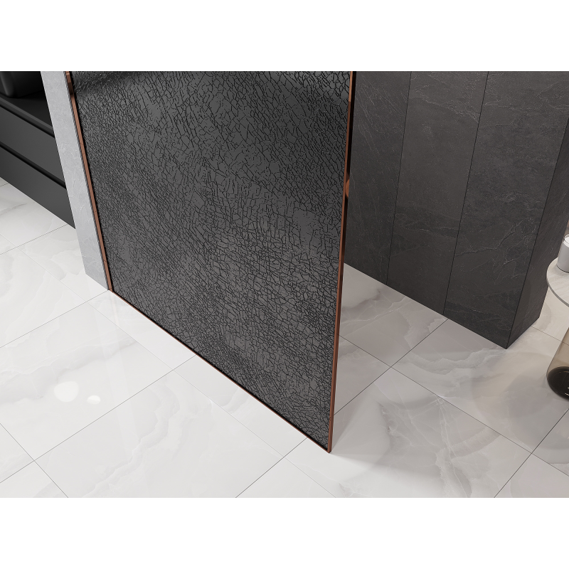 Mexen Kioto Duschwand Walk-in 120 x 200 cm, Crackle-Graphit 12 mm, Roségold - 800-120-101-60-44-X