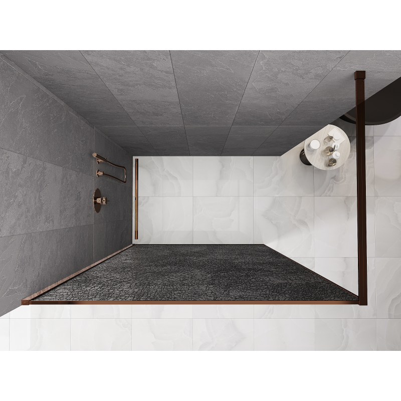 Mexen Kioto Duschwand Walk-in 110 x 200 cm, Crackle Graphit 12 mm, Roségold - 800-110-101-60-44-X