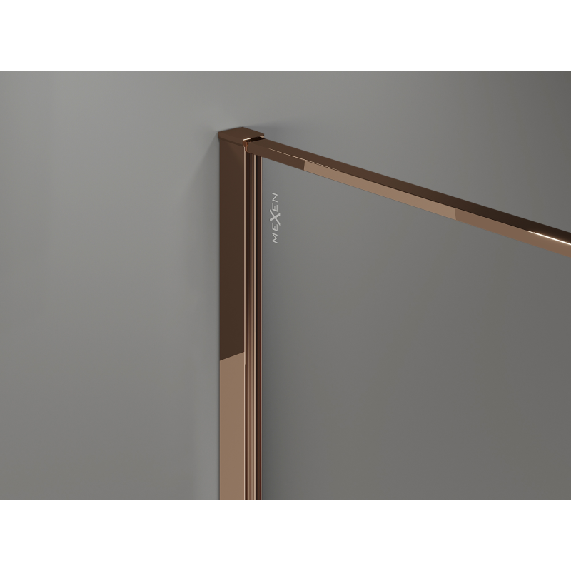 Mexen Kioto Duschwand Walk-in 100 x 200 cm, Crackle Graphit 12 mm, Roségold - 800-100-101-60-44-X