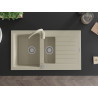 Mexen Matias Granitspüle 1,5-Kammern mit Abtropffläche und Küchenarmatur Telma, beige - 6502-69-670200-69