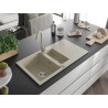 Mexen Matias Granitspüle 1,5-Kammern mit Abtropffläche und Küchenarmatur Telma, beige - 6502-69-670200-69
