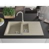 Mexen Matias Granitspüle 1,5-Kammern mit Abtropffläche und Küchenarmatur Telma, beige - 6502-69-670200-69
