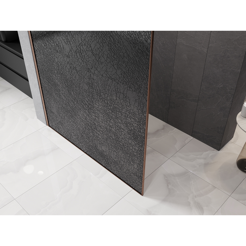 Mexen Kioto Duschwand Walk-in 70 x 200 cm, Crackle Graphit 12 mm, Gebürstetes Kupfer - 800-070-101-65-44-X