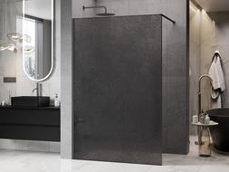 Mexen Kioto Duschwand Walk-in 100 x 200 cm, Crackle Graphit 12 mm, Gebürstet Gun Gray - 800-100-101-66-44-X