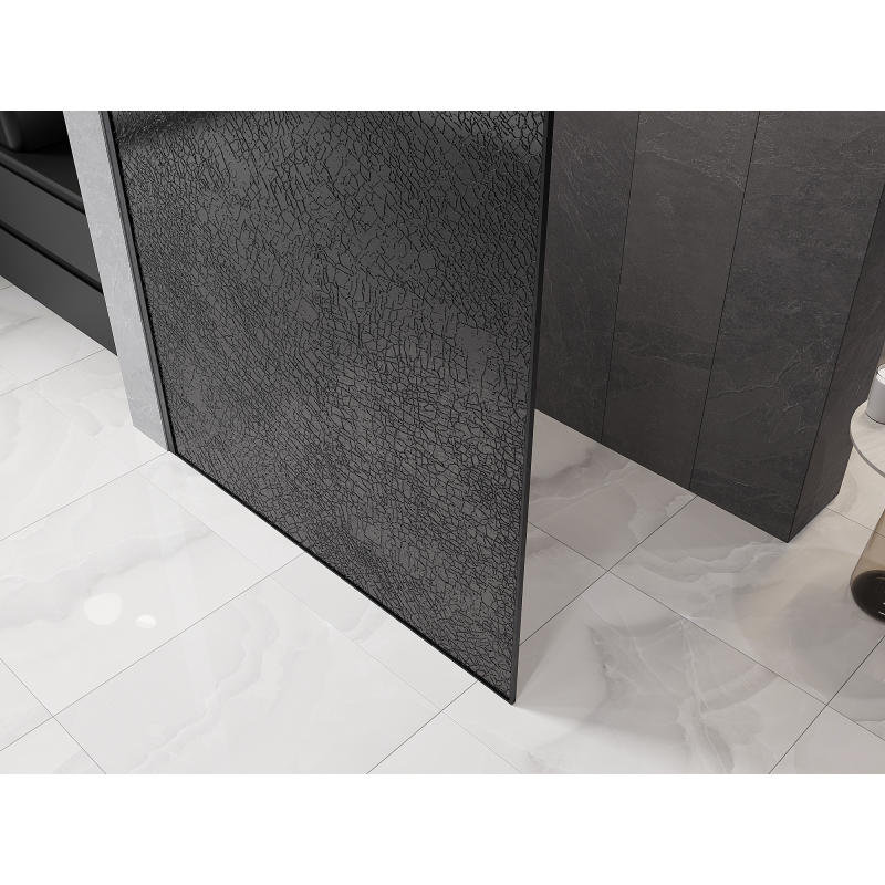 Mexen Kioto Duschwand Walk-in 130 x 200 cm, Crackle Graphit 12 mm, Gun Gray gebürstet - 800-130-101-66-44-X
