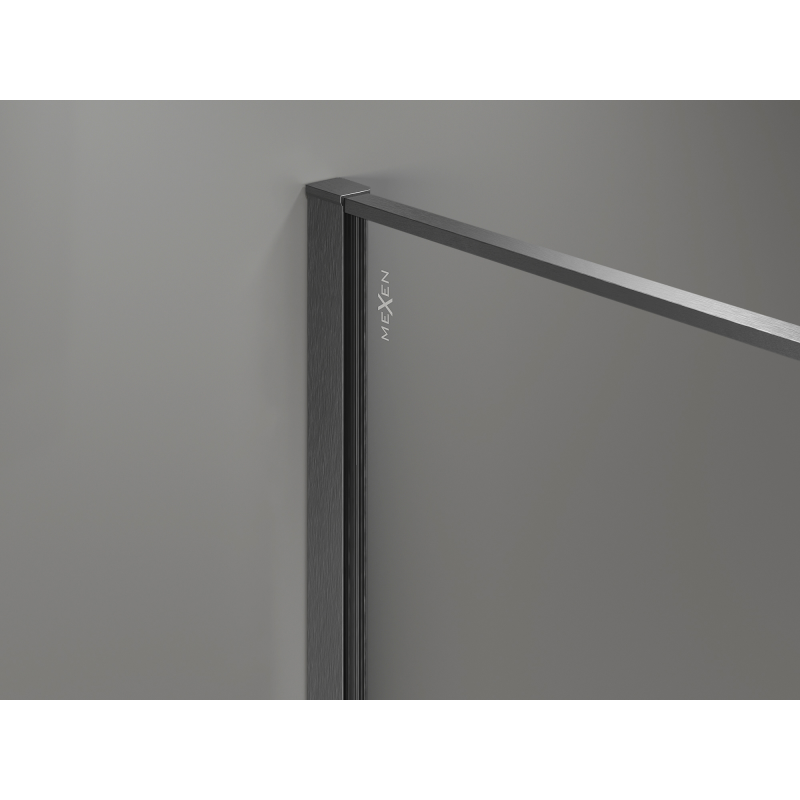 Mexen Kioto Duschwand Walk-in 120 x 200 cm, Crackle Graphit 12 mm, gebürstetes Gun Gray - 800-120-101-66-44-X