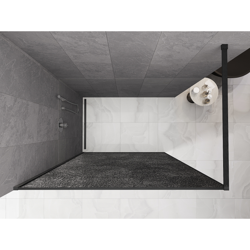 Mexen Kioto Duschwand Walk-in 140 x 200 cm, Crackle Graphit 12 mm, Gebürstetes Gun Gray - 800-140-101-66-44-X