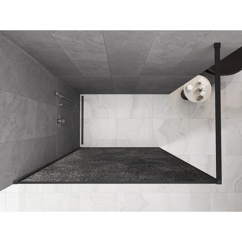 Mexen Kioto Duschwand Walk-in 80 x 200 cm, Crackle Grafit 12 mm, Gun Gray gebürstet - 800-080-101-66-44-X