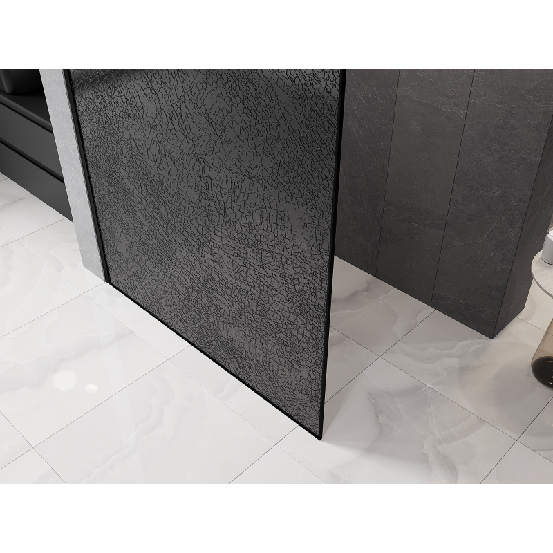 Mexen Kioto Duschwand Walk-in 150 x 200 cm, Crackle Graphit 12 mm, Schwarz - 800-150-101-70-44-X