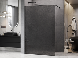 Mexen Kioto Duschwand Walk-in 150 x 200 cm, Crackle Graphit 12 mm, Schwarz - 800-150-101-70-44-X