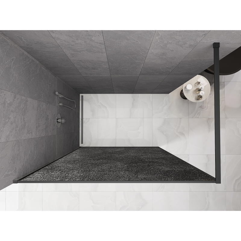 Mexen Kioto Duschwand Walk-in 120 x 200 cm, Crackle Grafit 12 mm, Gun Metal - 800-120-101-95-44-X