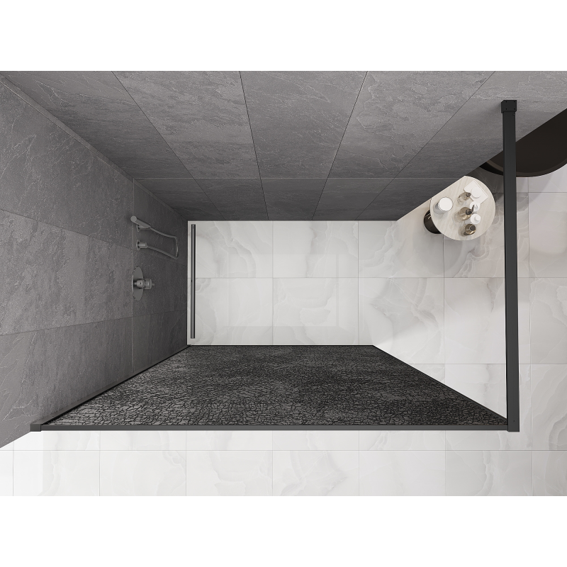Mexen Kioto Duschabtrennung Walk-in 160 x 200 cm, Crackle Grafit 12 mm, Gun Metal - 800-160-101-95-44-X