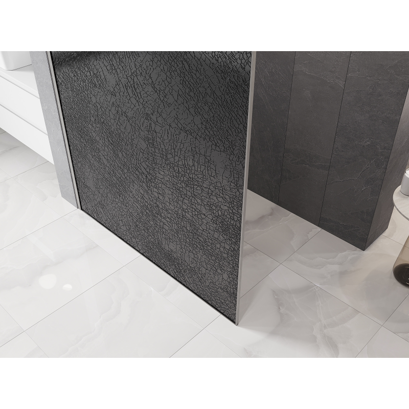 Mexen Kioto Duschwand Walk-in 120 x 200 cm, Crackle Graphit 12 mm, gebürstetes Nickel - 800-120-101-97-44-X