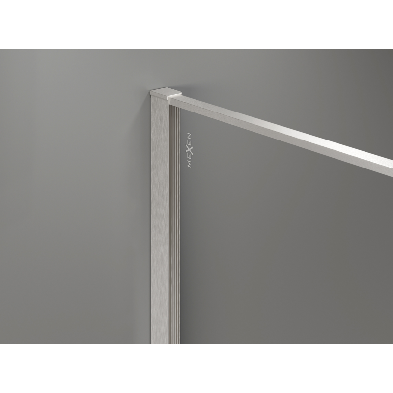 Mexen Kioto Duschwand Walk-in 110 x 200 cm, Crackle Graphit 12 mm, gebürsteter Nickel - 800-110-101-97-44-X