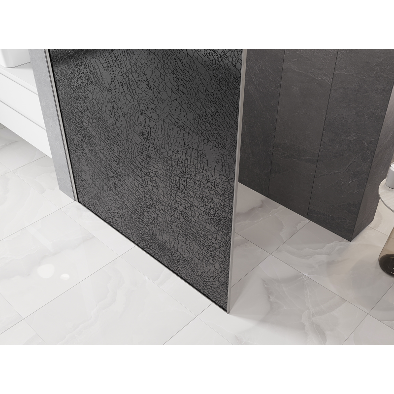 Mexen Kioto Duschwand Walk-in 80 x 200 cm, crackle grafit 12 mm, gebürsteter Nickel - 800-080-101-97-44-X