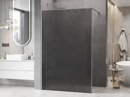 Mexen Kioto Walk-In-Duschwand 70 x 200 cm, Crackle Graphit 12 mm, gebürsteter Nickel - 800-070-101-97-44-X